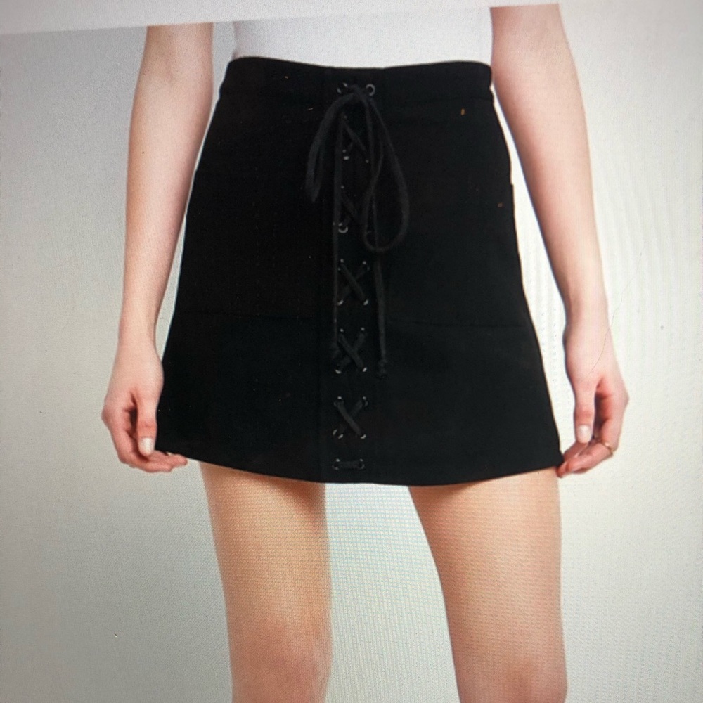 South Moon Under Black Lace-Up Mini Skirt